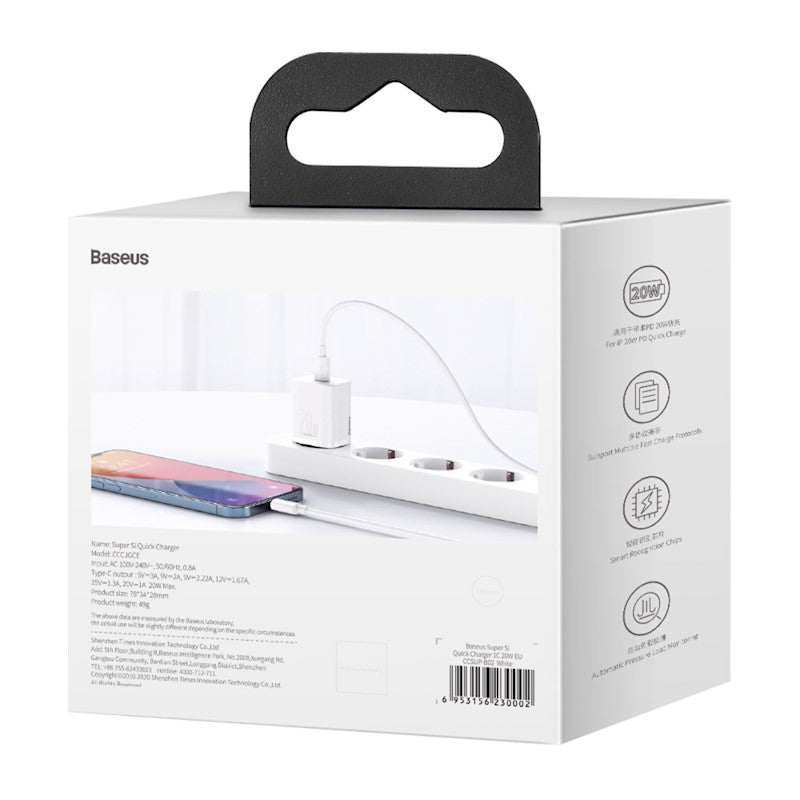 Baseus chargeur 20W 1x USB-C BLANC