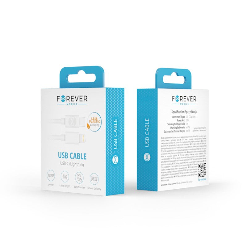Forever cable USB-C - Lightning 1,0 m 20W BLANC