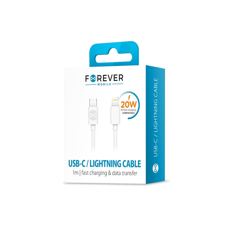 Forever cable USB-C - Lightning 1,0 m 20W BLANC